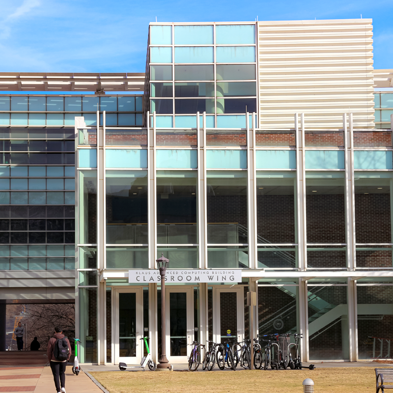 picture of the front of the robotics building at georgia tech