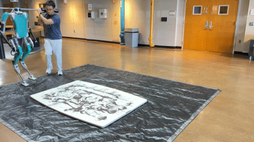  The robot on a slippery floor surface using the manufacturer’s controller.
